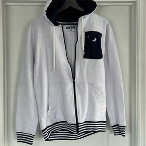 Staple White and Navy Zip-Up Sweater